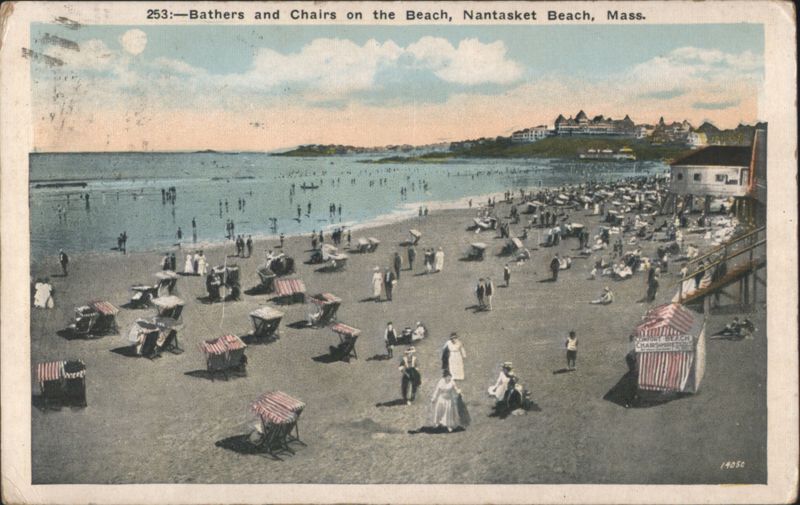 Bathers and Chairs on the Beach Nantasket Beach Massachusetts
