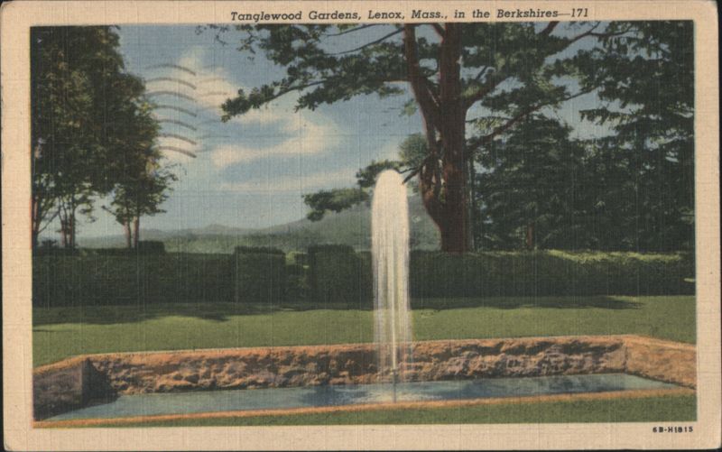 Tanglewood Gardens, Fountain, Lenox, Mass. Massachusetts