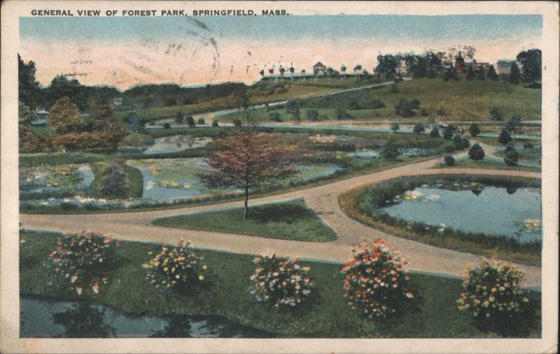 General View of Forest Park with Ponds and Paths Springfield Massachusetts