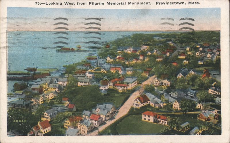 Looking West from Pilgrim Memorial Monument, Provincetown, Mass. Massachusetts