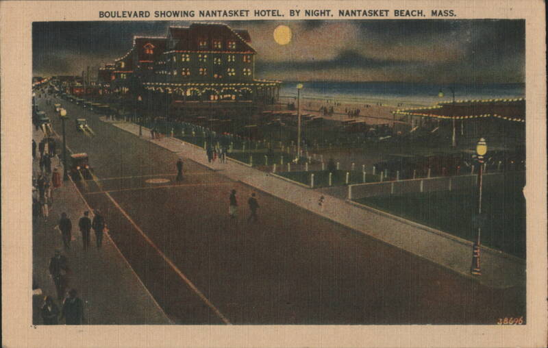 Boulevard Showing Nantasket Hotel By Night Nantasket Beach Massachusetts