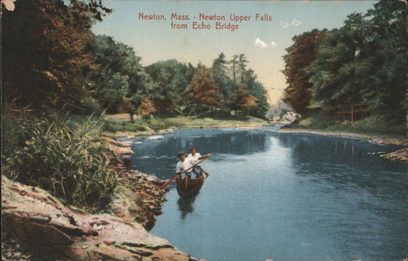 Newton Upper Falls from Echo Bridge, Canoeing Massachusetts