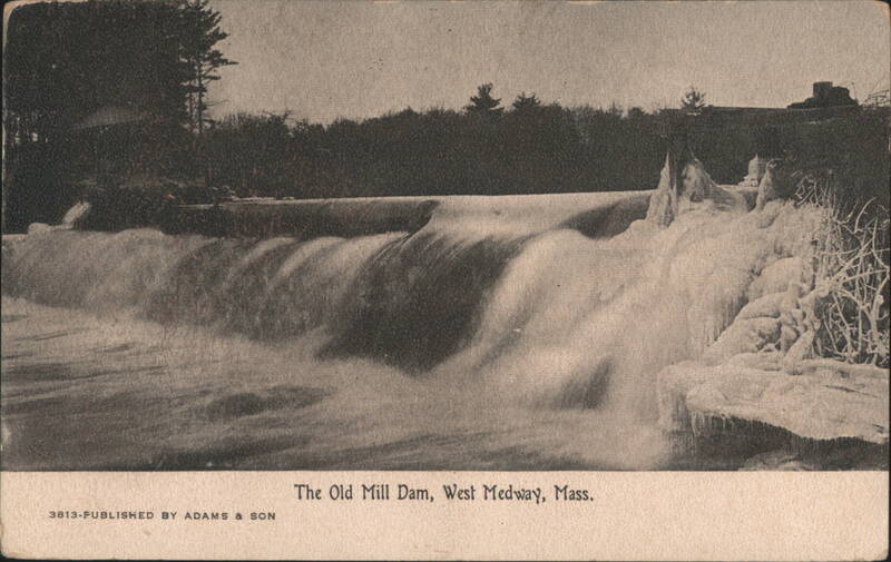 Old Mill Dam with Ice Formations, West Medway, MA Massachusetts