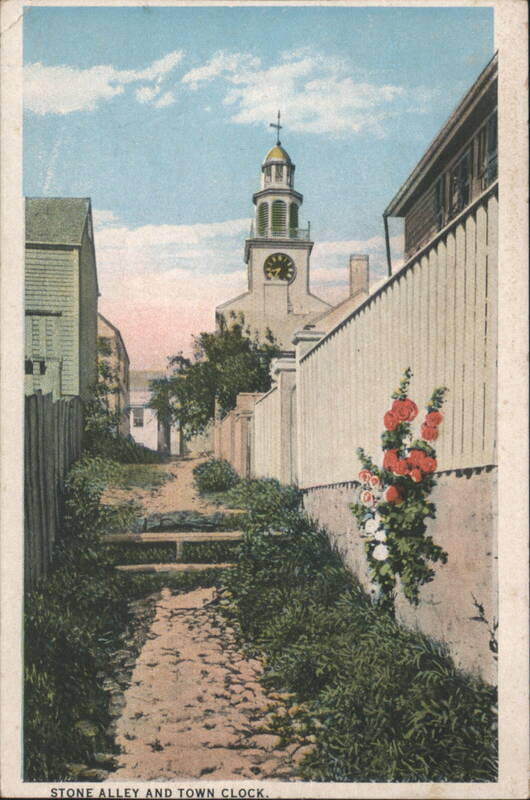Stone Alley and Town Clock, Nantucket Massachusetts