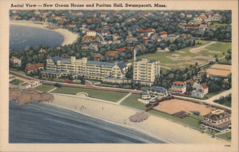 Aerial View, New Ocean House and Puritan Hall Swampscott Massachusetts