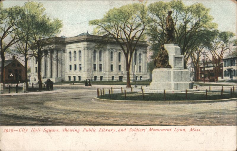 City Hall Square, Public Library, Soldiers' Monument Lynn Massachusetts
