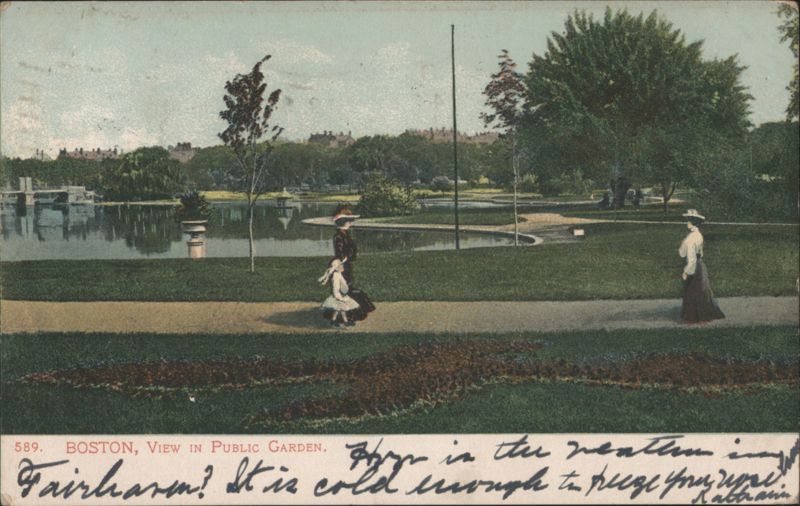 Boston Public Garden, View with Pond and People Massachusetts
