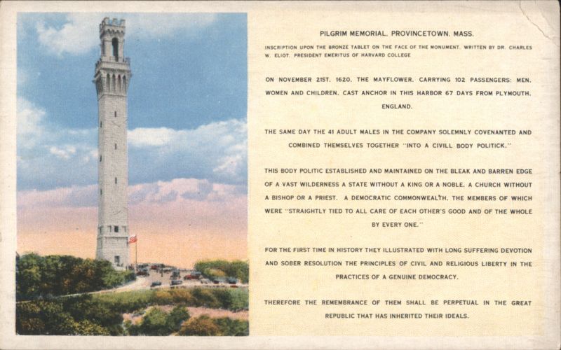 Pilgrim Memorial Monument, Mayflower Compact, Provincetown Massachusetts