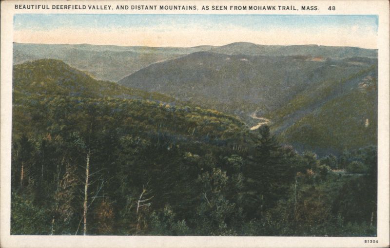 Beautiful Deerfield Valley and Distant Mountains, Mohawk Trail Massachusetts