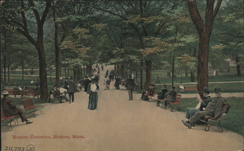 Boston Common Park Scene with People Massachusetts
