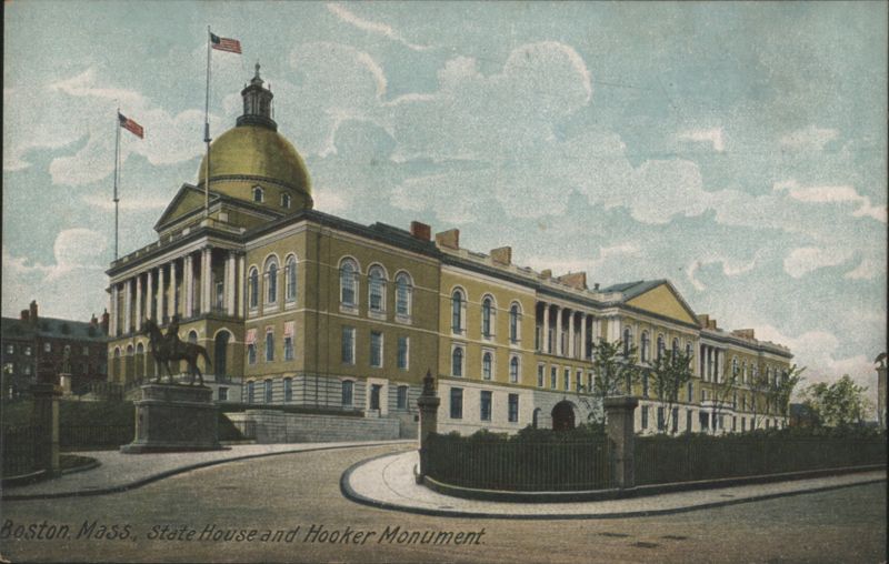 Boston State House and Hooker Monument Massachusetts