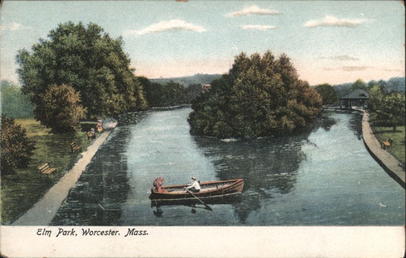 Elm Park Worcester MA Boating Scene Massachusetts