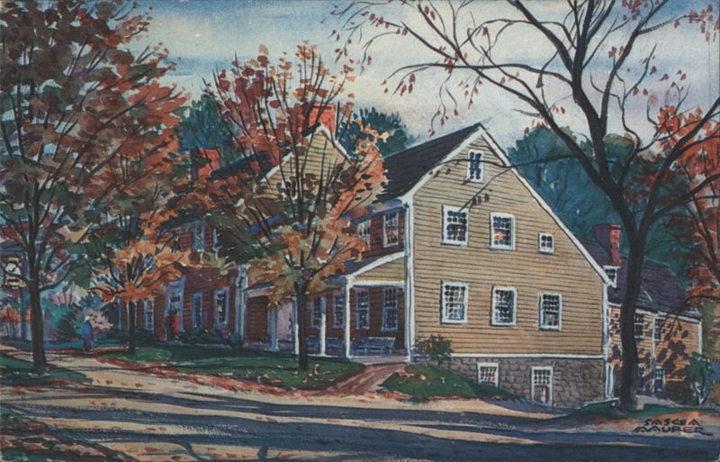 The Tavern, Old Sturbridge Village, Autumn Watercolor Massachusetts