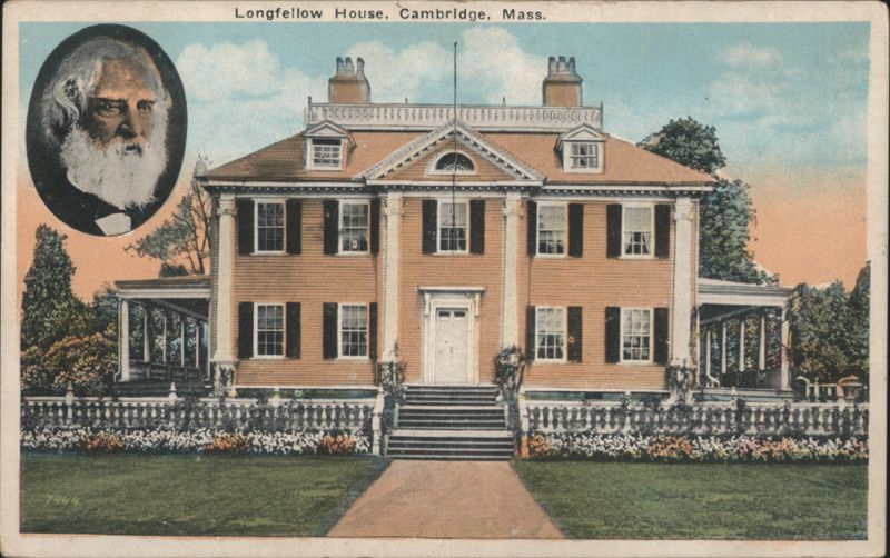 Longfellow House with Poet's Portrait Cambridge Massachusetts