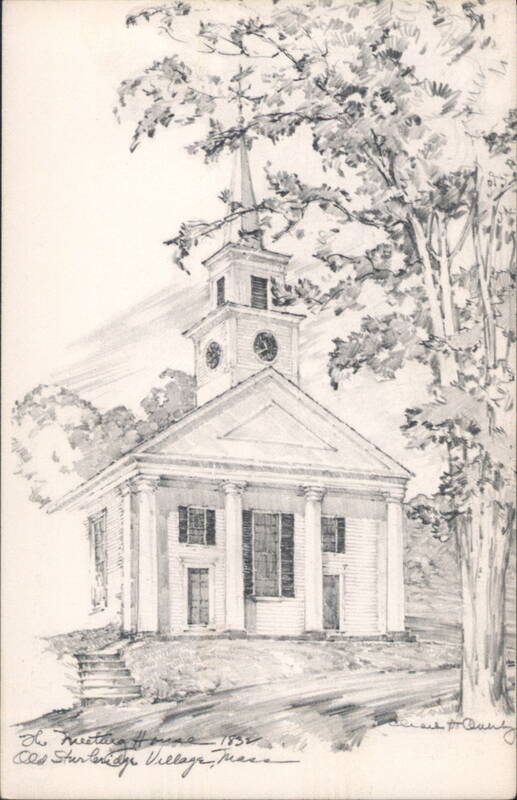Meeting House, Old Sturbridge Village, 1832 Sketch Massachusetts