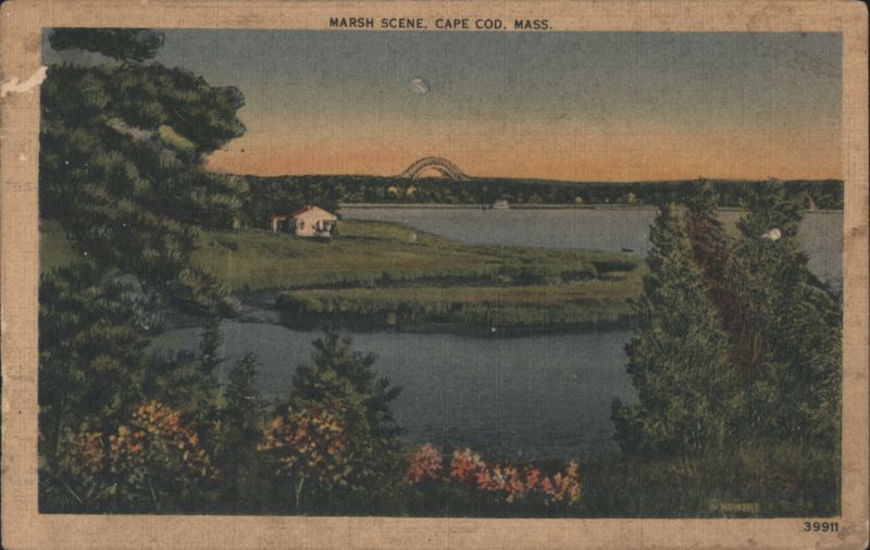 Marsh Scene, Cape Cod, MA with House and Distant Arch Massachusetts