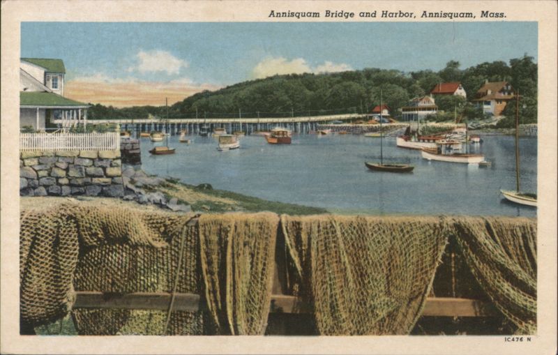Annisquam Bridge and Harbor with Fishing Nets Massachusetts