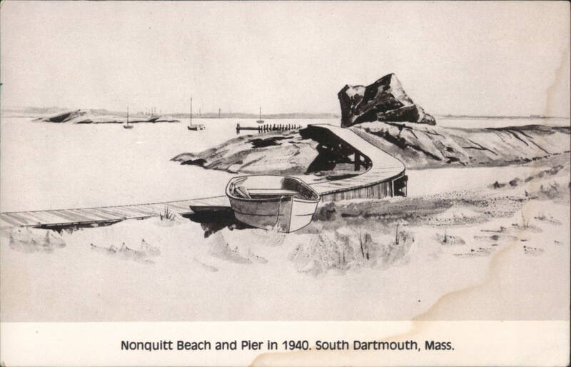 Nonquitt Beach and Pier, 1940, South Dartmouth, MA Massachusetts