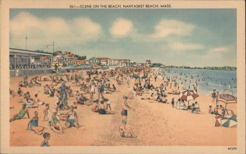 Crowded Beach Scene, Nantasket Beach Massachusetts