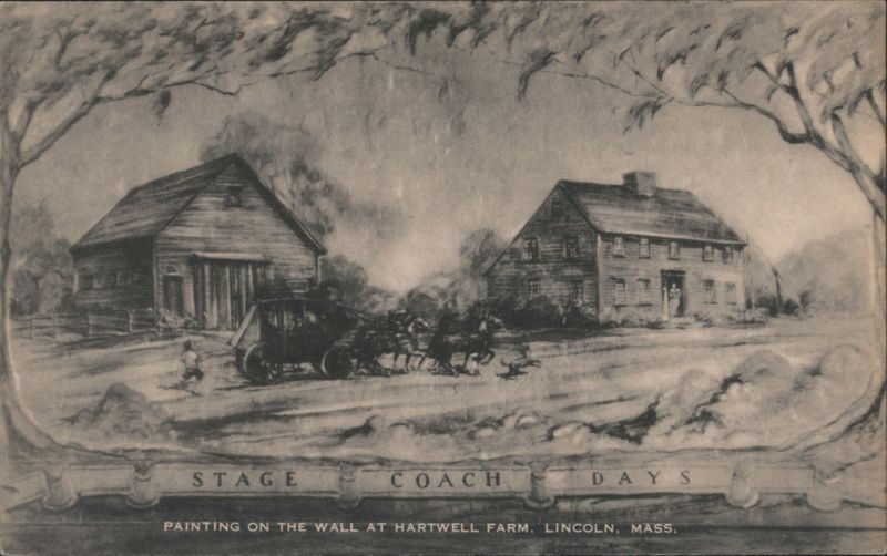 Stage Coach Days Painting, Hartwell Farm, Lincoln, MA Massachusetts