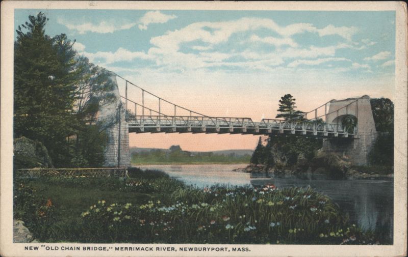 Old Chain Bridge, Merrimack River, Newburyport, MA Massachusetts