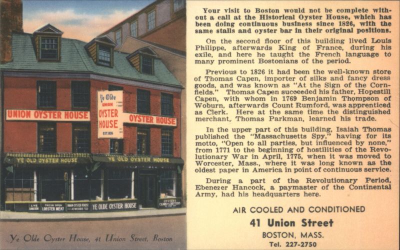 Ye Olde Oyster House, 41 Union Street, Boston Massachusetts