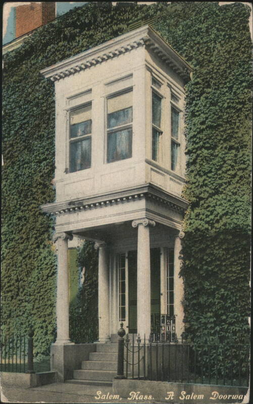 Salem Doorway with Bay Window, Ivy Covered Building Massachusetts