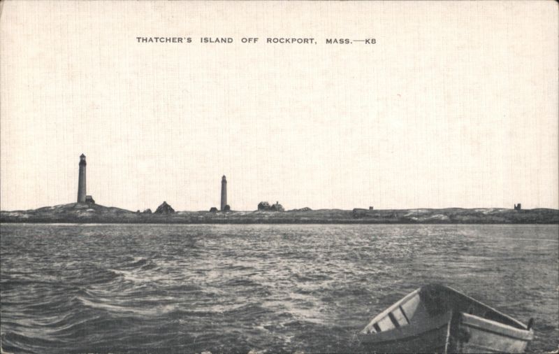 Thatcher's Island Lighthouses Off Rockport, MA Massachusetts