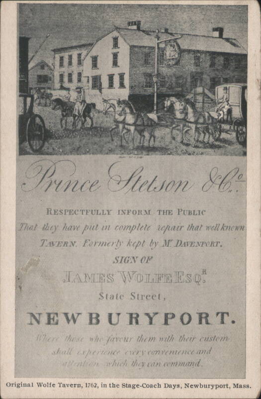 Wolfe Tavern, Prince Stetson & Co. Advertisement Newburyport Massachusetts