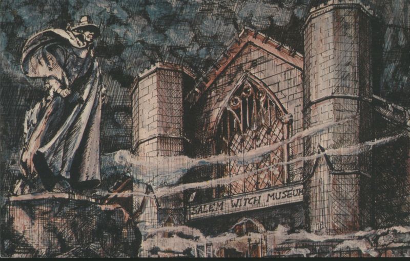 Salem Witch Museum, Cloaked Figure Illustration Massachusetts