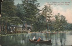 Lake at Mayflower Park, Plymouth and Brockton, MA Postcard