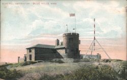Blue Hill Observatory, Stone Building & Mast, Blue Hills, MA Postcard