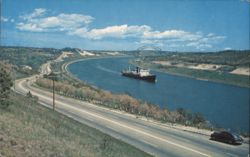 Cape Cod Canal Sagamore Bridge, Ship Postcard