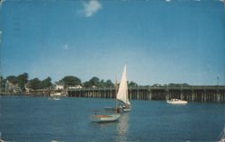 Bass River Bridge, Boats, South Yarmouth, Cape Cod, MA Postcard