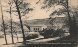 Power House and Dam, Wachusett Reservoir, Clinton Postcard