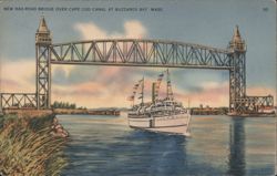 NEW RAILROAD BRIDGE OVER CAPE COD CANAL AT BUZZARDS BAY MASS. Postcard
