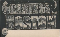 Greetings from Boston: Famous Figures & City Landmarks Postcard