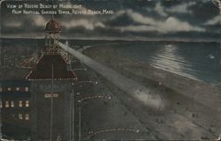 Revere Beach by Moonlight from Nautical Gardens Tower Postcard