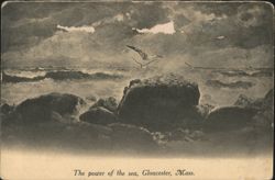 The Power of the Sea, Rocks and Gulls Postcard