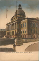 Front View of the State House with Equestrian Statue Postcard