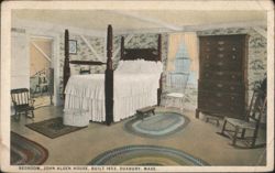 Bedroom, John Alden House, Built 1653 Postcard