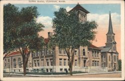 Town Hall, Clinton, Mass. Postcard