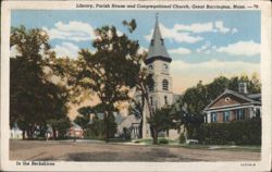Library, Parish House & Congregational Church, No. 70 Postcard