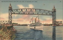 New Railroad Bridge over Cape Cod Canal, Buzzards Bay, MA Postcard