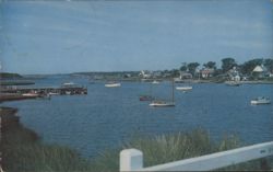 Bass River Bridge View, Boats & Village Postcard