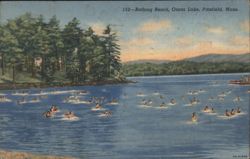 Bathing Beach, Onota Lake, Pittsfield, MA Postcard
