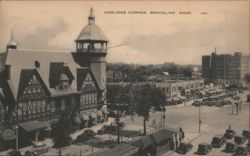 Coolidge Corner, Brookline - Street Scene with Buildings Postcard