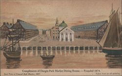 East View of Faneuil Hall Market, 1827 - Durgin-Park Postcard