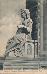 Statue of Education, Pilgrim Monument, Plymouth Postcard