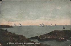 Yacht Race off Marblehead, Mass. Postcard